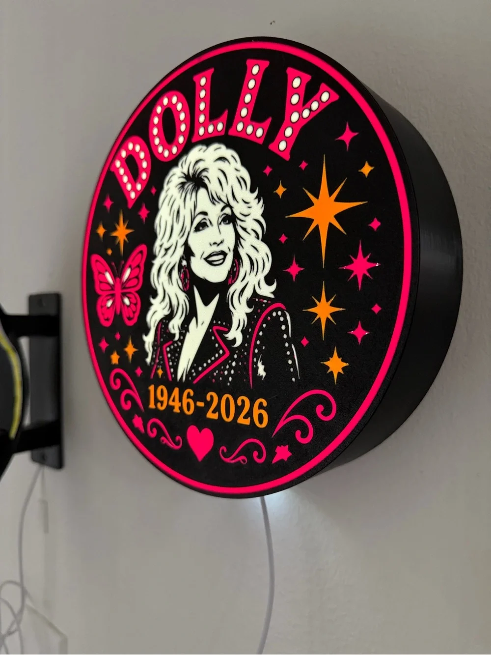 Dolly Tribute LED Wall Sign - Pink & Orange
